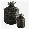 Rottingkorg med lock ananas stor svart